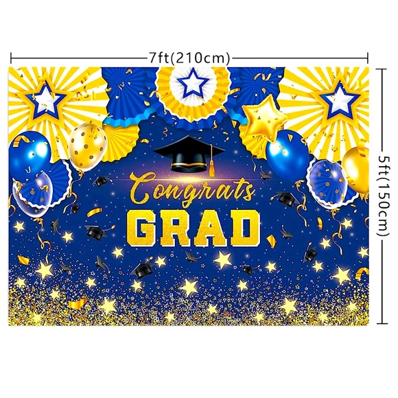 7x5 ft Congrats Grad Backdrop - Picture 1 of 1
